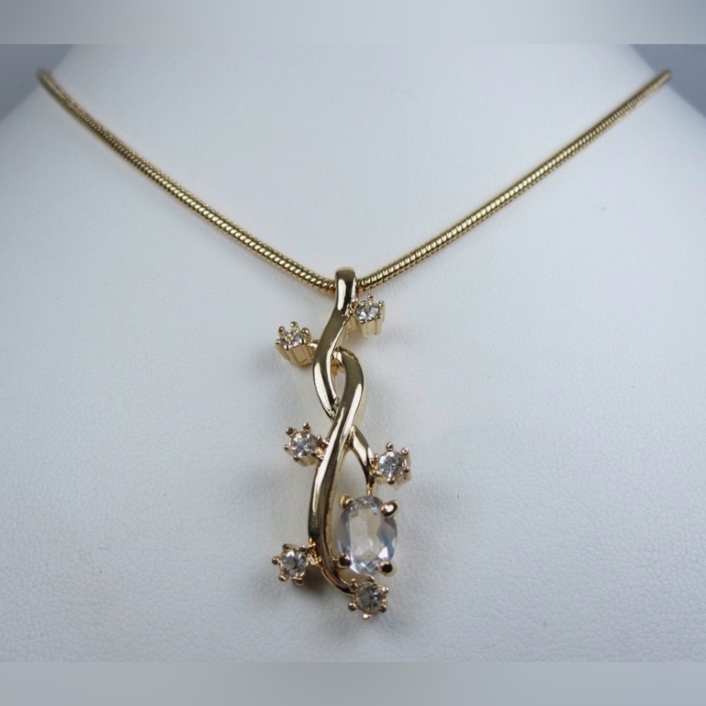 D'Orlan Gold Plated Necklace with Swarovski Crystals - 16-18" Length